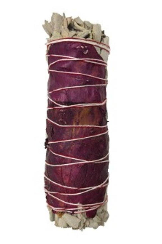 White Sage & Red Rose Smudge Stick